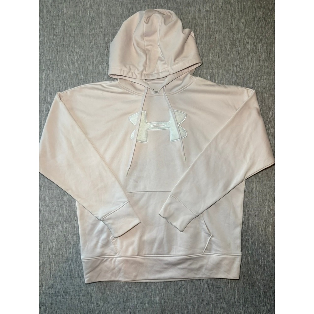 Under Armour Womens ColdGear Loose Hoodie Light Pink Embroidered Logo Large